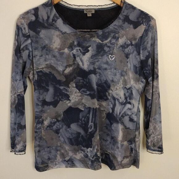 Fairy Whimsigoth Y2K sheer‎ 3/4 sleeve top - Picture 1 of 6